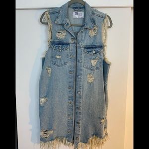TRF Denim  IX’D Makers distressed long jean vest
